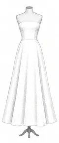 A a-line wedding gown, drawn