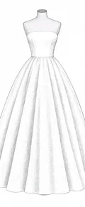 A ball gown wedding gown, drawn