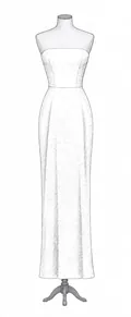 A sheath wedding gown, drawn