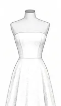 A gown's bodice strapless, drawn
