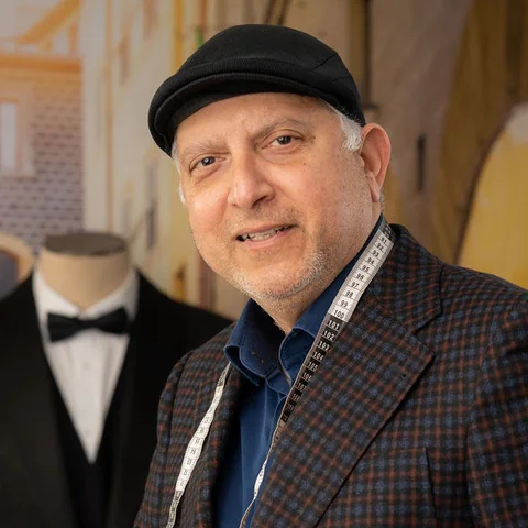 Sam Talkar, master tailor, at the Vaughan studio