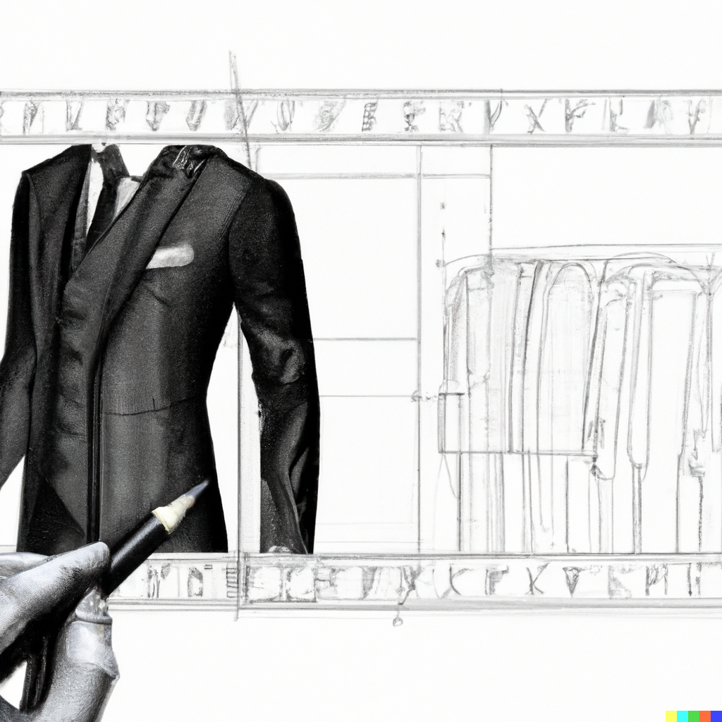 DALLE 2023 02 19 124000 2D pencil art suit men s fashion bespoke suit process white background