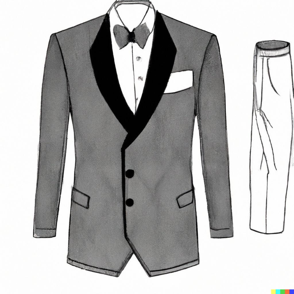 Dalle-2023-02-19-212221-create-a-modern-and-elegant-tuxedo-with-a-unique-pattern-on-the-lapels-and-cuffs-perfect-for-a-black-tie-event-2d-pencil-sketch