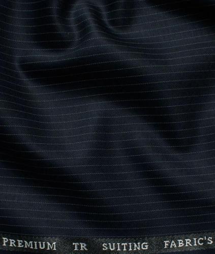 Striped Unstitched Suiting Fabric (Dark Navy Blue)